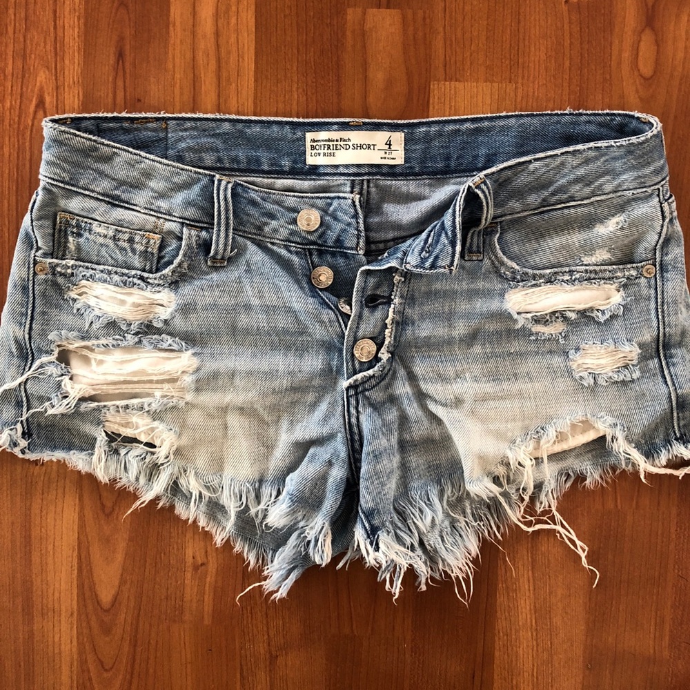 Distressed denim shorts